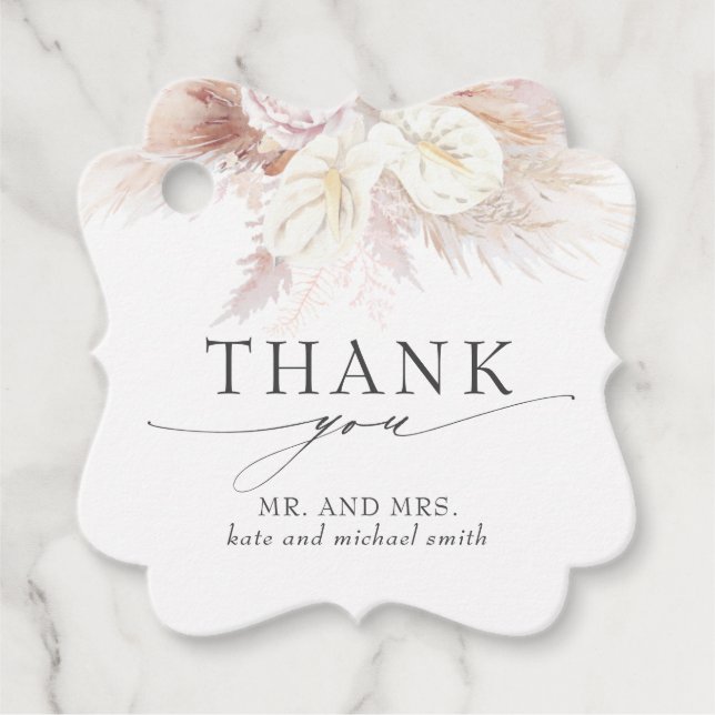 White Anthurium Blume Hochzeit Danke Geschenkanhänger (Vorderseite)