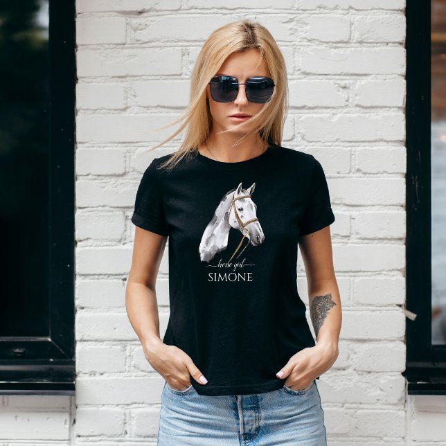 White Appaloosa Pferd Portrait Cowgirl Reiter T-Shirt (Von Creator hochgeladen)