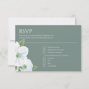 White Apple Blossom Blume UAWG Wedding RSVP Karte