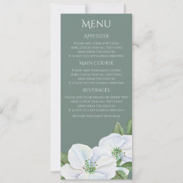 White Apple Blossom Menu Wedding Einladung