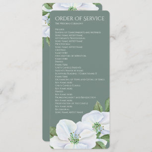 White Apple Blossom Order of Service Wedding Einladung