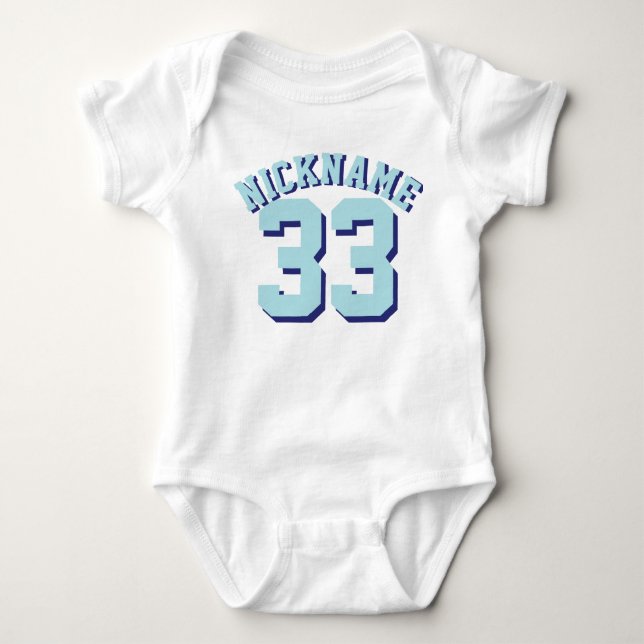 White & Aqua Baby | Sports Jersey Design Strampler (Vorderseite)