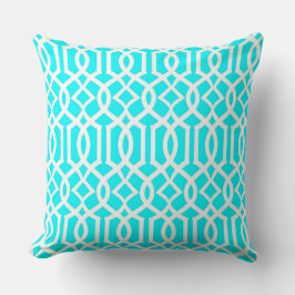 White Aqua Blue marokkanische Trellis Dekoration K Kissen