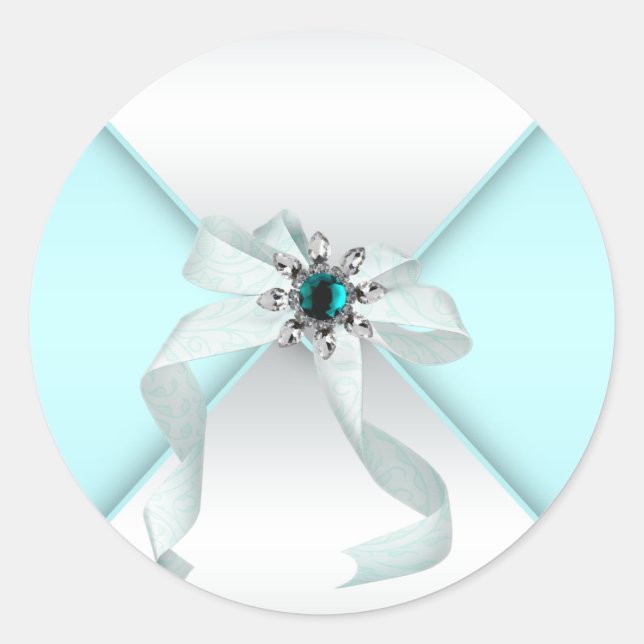 White Aquamarin Blue Umschlag Aufkleber Gastgesche (Vorderseite)