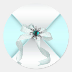 White Aquamarin Blue Umschlag Aufkleber Gastgesche