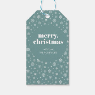 White Aquamarin Green Frohe Weihnachts-Schneeflock Geschenkanhänger