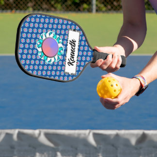 White-Aquamarine Disk Ribbon von Kenneth Yoncich Pickleball Schläger