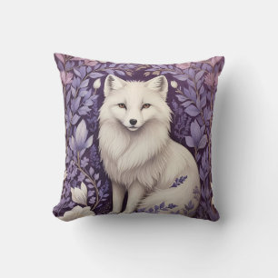 White Arctic Fox Lavender William Morris Blume Kissen