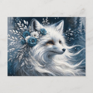 White Arctic Fox Winter Wonderland Postkarte