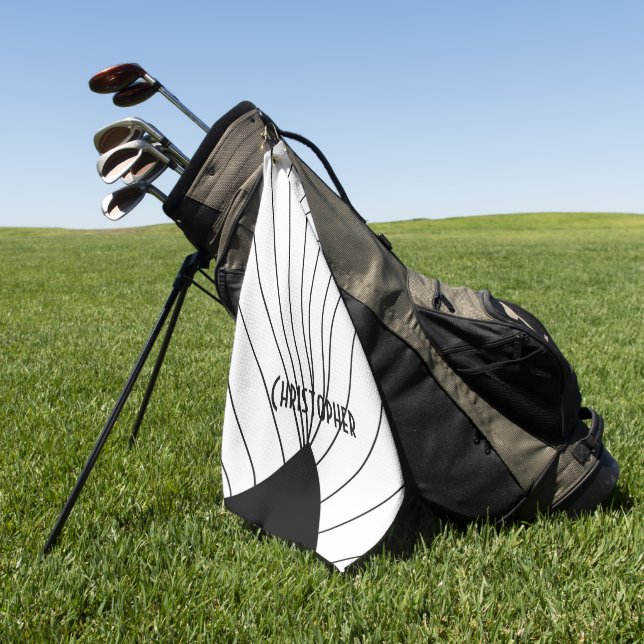 White Art Deco Design Personalised Golfhandtuch (Gras)