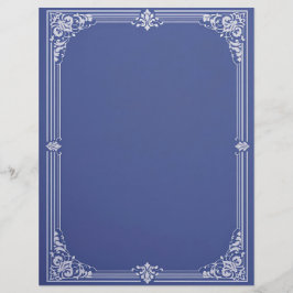 White Art Deco Frame on Dusty Blue Briefbogen