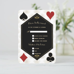 White Art Deco Gatsby Casino Vegas Poker Hochzeit RSVP Karte