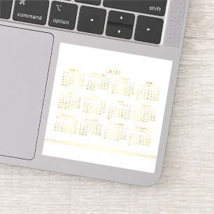 White Art Deco Gold Jährlicher Kalender 2023 Aufkleber