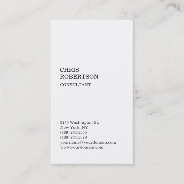 White Attractive Classic Standard Business Card Visitenkarte (Vorderseite)