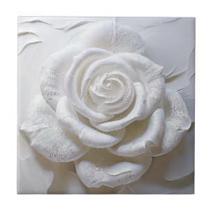 White auf Weiß - modellierte Rose Fliese