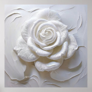 White auf Weiß - Modellierte Rose Poster