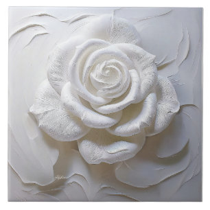 White auf Weiß - skulptierte Rose Fliese