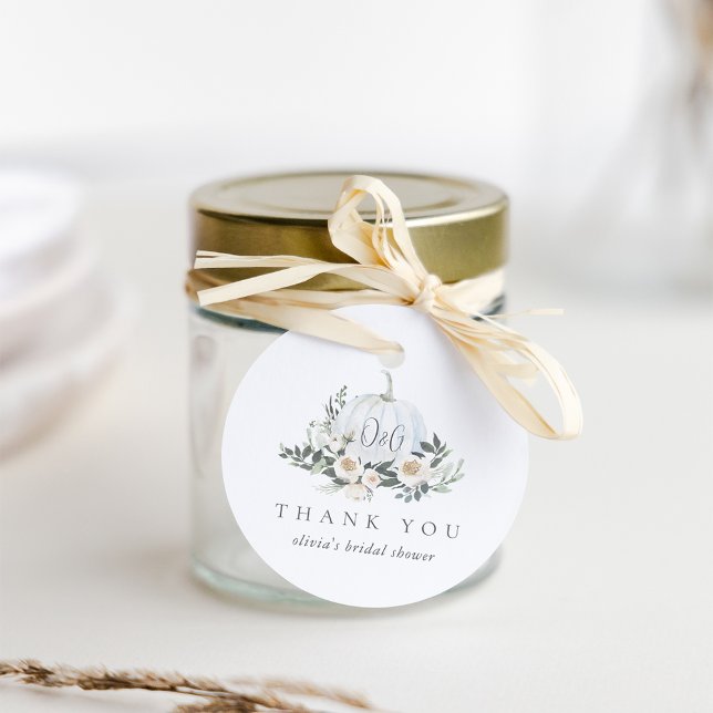 White Autumn Pumpkin Greenery Vielen Dank Geschenkanhänger (Von Creator hochgeladen)