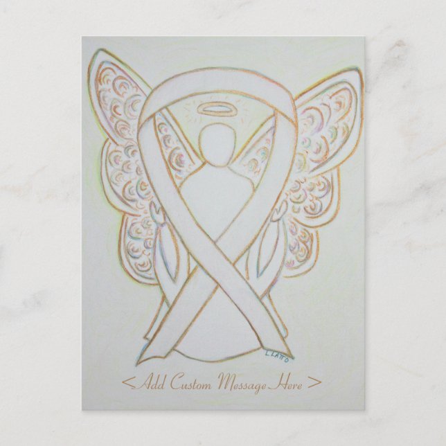 White Awareness Ribbon Angel Custom Postcard Postkarte (Vorderseite)