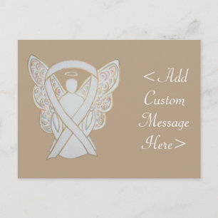 White Awareness Ribbon Angel Custom Postcard Postkarte