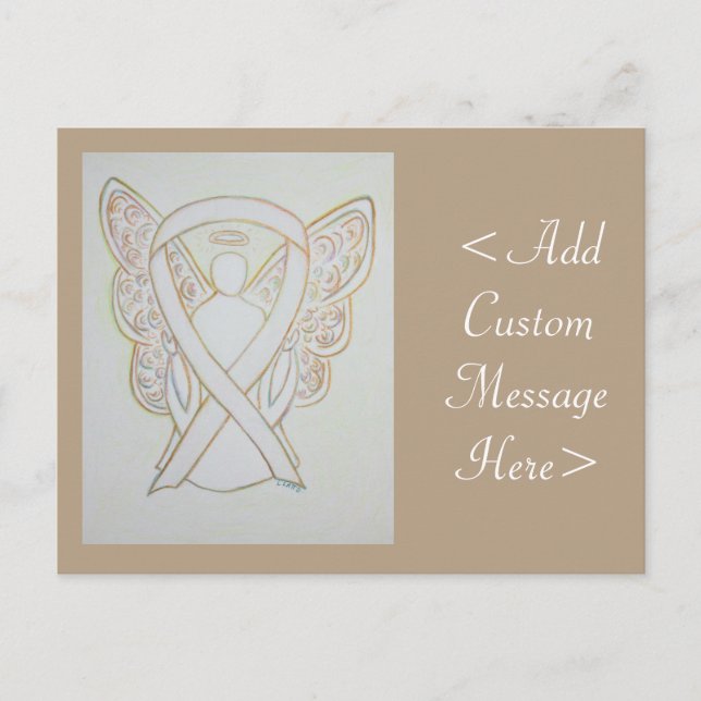 White Awareness Ribbon Angel Custom Postcard Postkarte (Vorderseite)