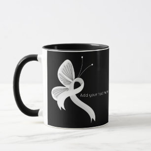 White Awareness Ribbon Butterfly Kaffee Tasse