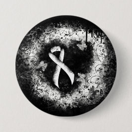 White Awareness Ribbon Grunge Herz Button