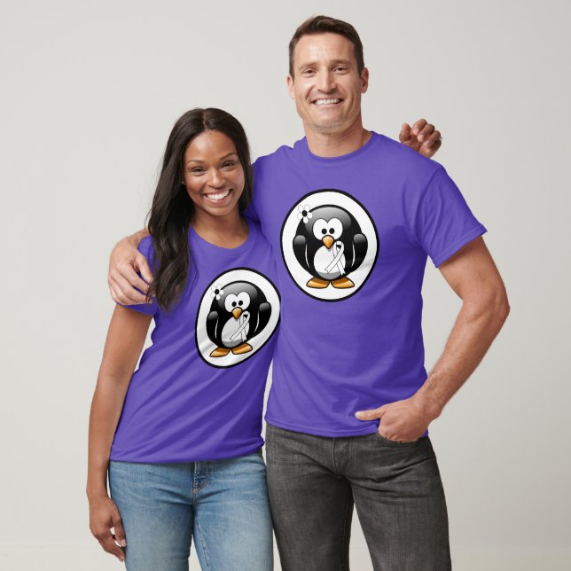White Awareness Ribbon Penguin T-Shirt (Unisex)