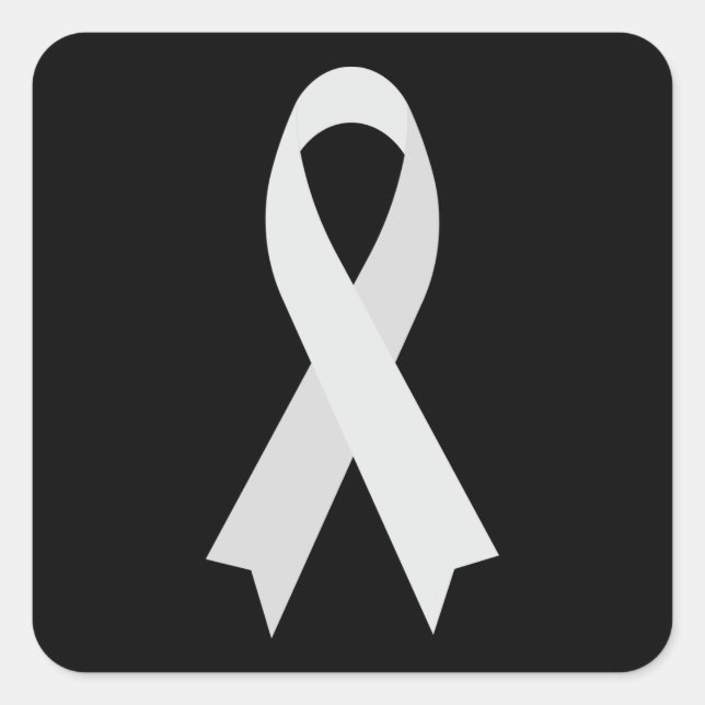 White Awareness Ribbon von Janz Black Quadratischer Aufkleber (Vorderseite)