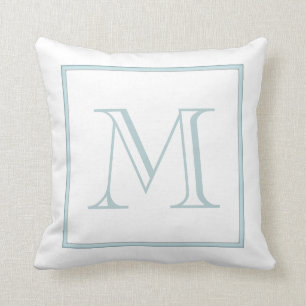 White Baby Blue Monogramm Kissen