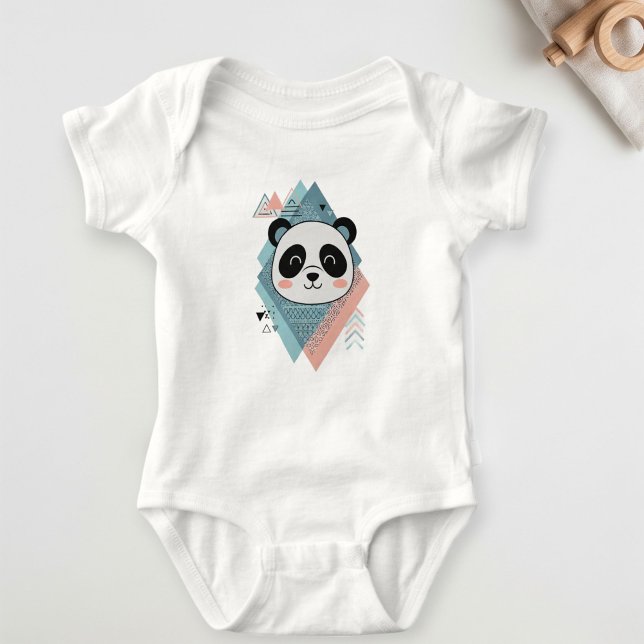White Baby Bodysuit with Cute Panda  Strampler (Von Creator hochgeladen)