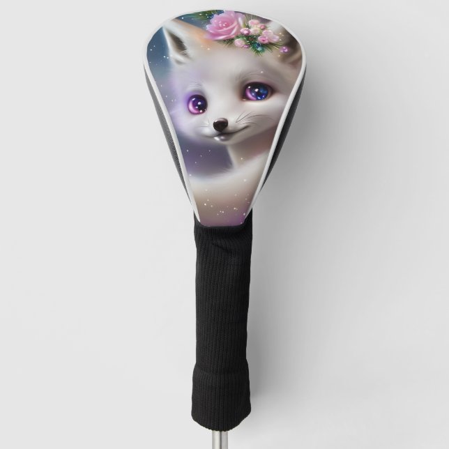 White Baby Fox Golf Headcover (Vorderseite)