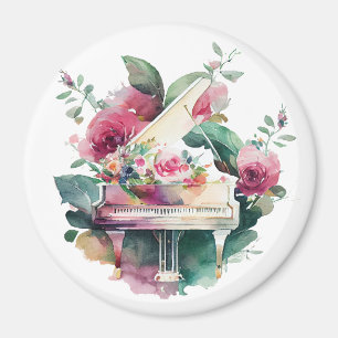 White Baby Grand Piano Magnet