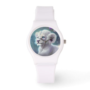 White Baby Lion Cub Fantasy Armbanduhr