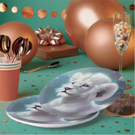 White Baby Lion Cub Fantasy Pappteller