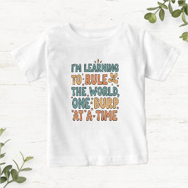 White Baby T-Shirt with Funny Phrase in Cotton