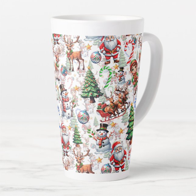 White Background Christmas Decorative Pattern Milchtasse (Von Creator hochgeladen)