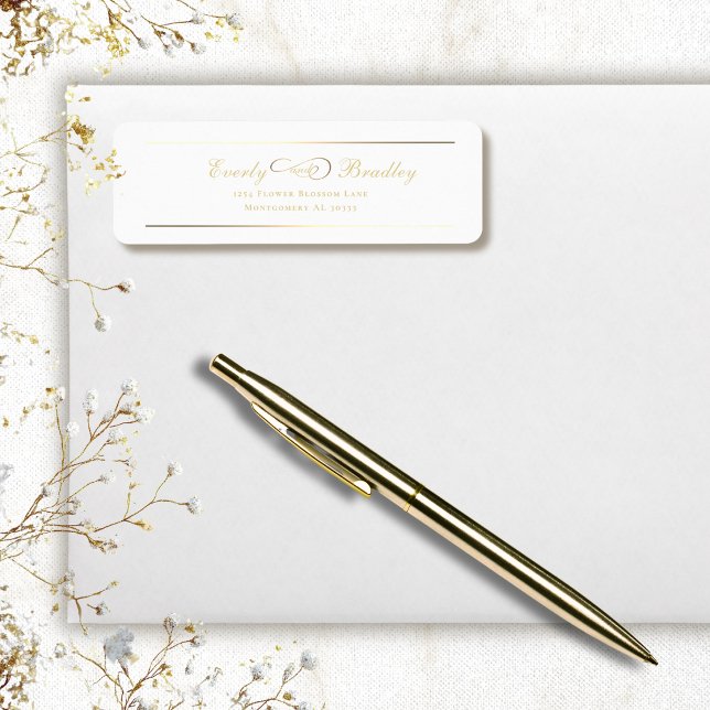 White Background Gold Script Elegant Address (Von Creator hochgeladen)