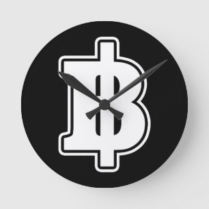 WHITE BAHT SIGN ฿ thailändischer ฿ Runde Wanduhr