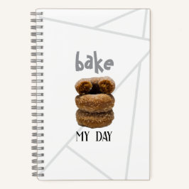 White Bake My Day Spiral Notebook Notizbuch