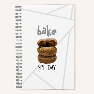 White Bake My Day Spiral Notebook Notizbuch
