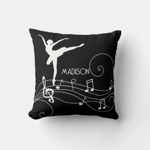 White Ballerina & Musiknotens Wave Throw Kissen