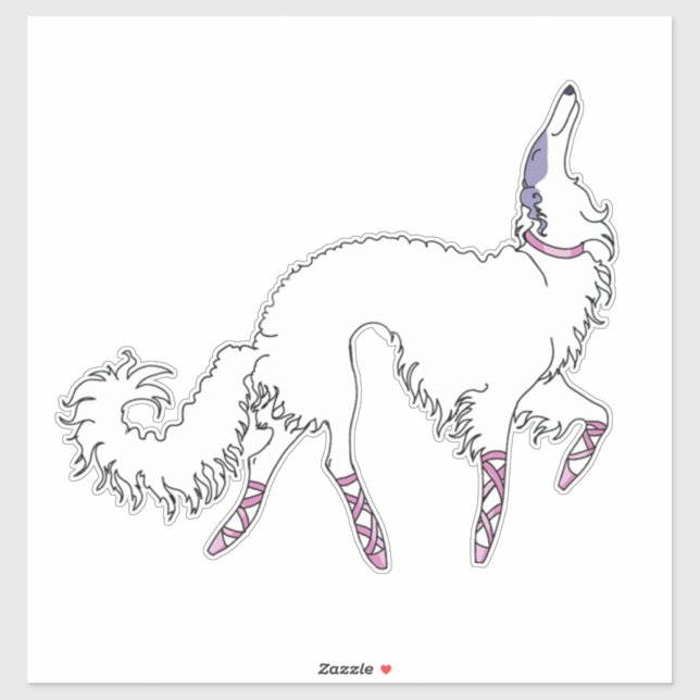 White Ballet Borzoi Die Vinyl Sticker schneiden (Blatt)