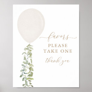 White Balloon Baby Duwer Favorit Sign Poster