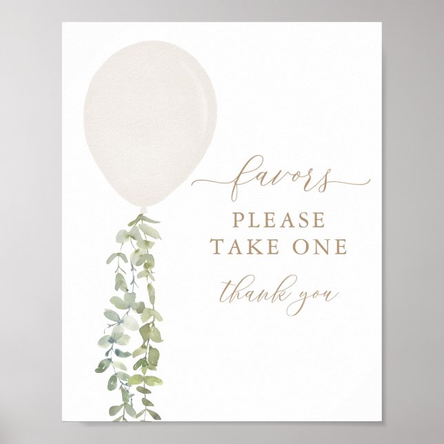 White Balloon Baby Duwer Favorit Sign Poster (Vorne)