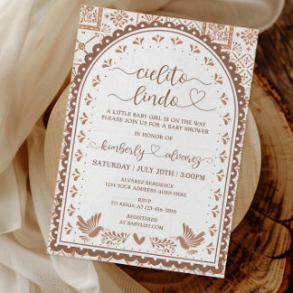 White & Barro Cielito Lindo Baby Dusche Einladung