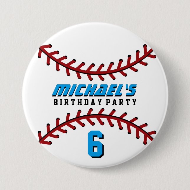White Baseball Sports Birthday Party Button Button (Vorderseite)