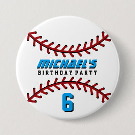 White Baseball Sports Birthday Party Button Button