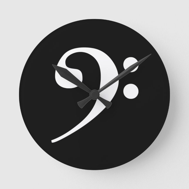 White Bass Clef Runde Wanduhr (Vorderseite)