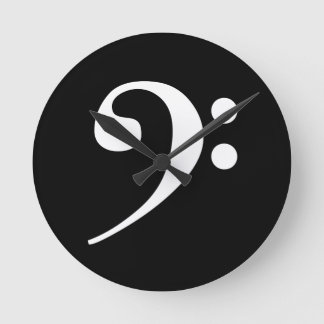 White Bass Clef Runde Wanduhr